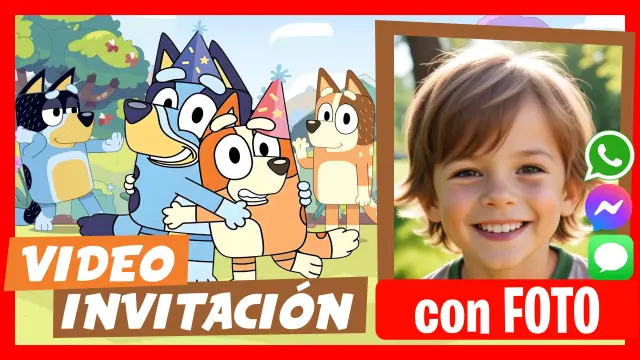 Video Invitación Editable de Bluey y Bingo