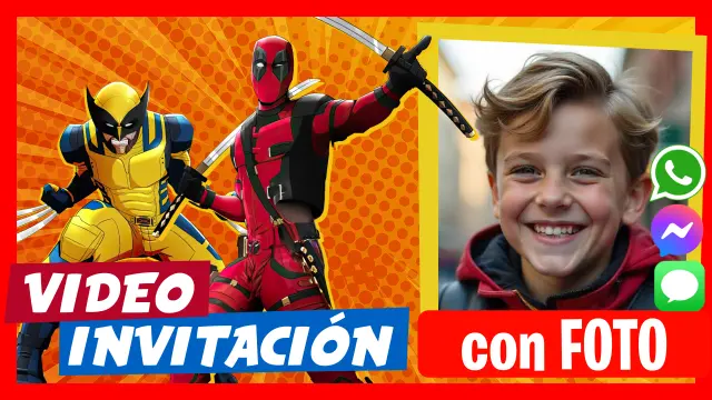 Video Invitación Editable de Deadpool y Wolverine