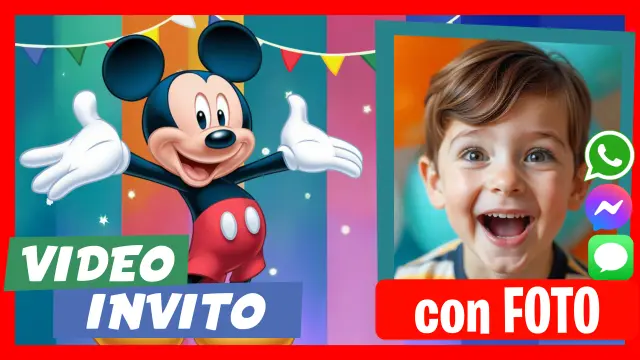 Video Invito Modificabile Mickey Topolino